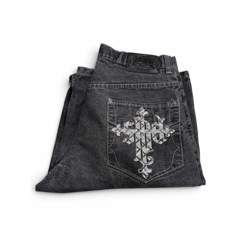 Vintage Southpole Shorts Mens 38 Black Y2K Wide Leg BAGGY Grunge Skater Crosses